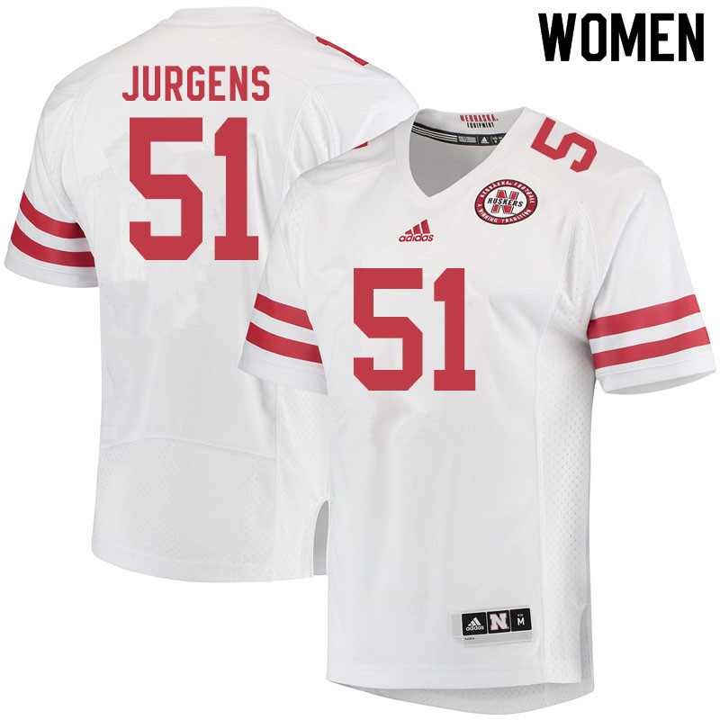 Women #51 Cameron Jurgens Nebraska Cornhuskers College Football Jerseys Sale-White - Click Image to Close